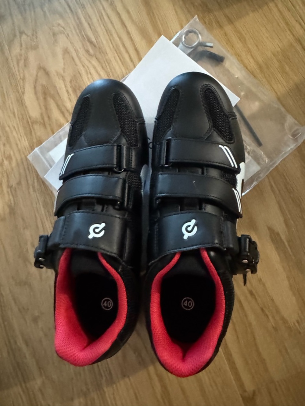 Peloton Black Cycling Shoes with Red Lining - Women's Athletic